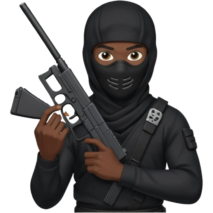 Créame este emoji 🥷🏾 con una glook en la mano y el cargador largo emoji