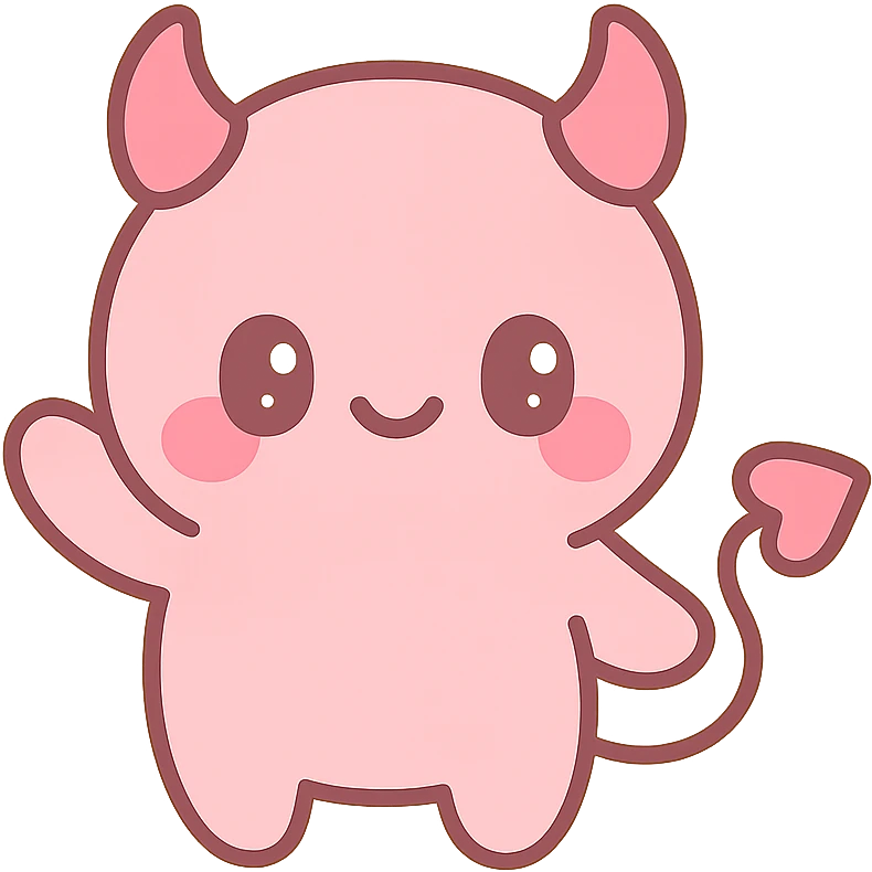 cute and fun pink devil character emoji