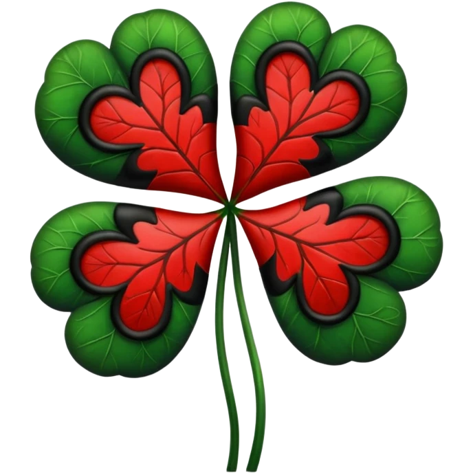 Five leaf clover in black clover in red and black colour  emoji