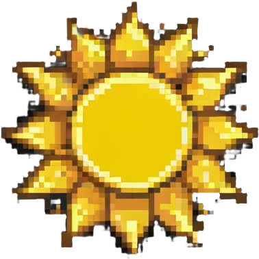 sun as a star shape, yellow pixel art emoji