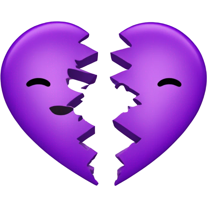 Broken heart in two halves in purple  emoji