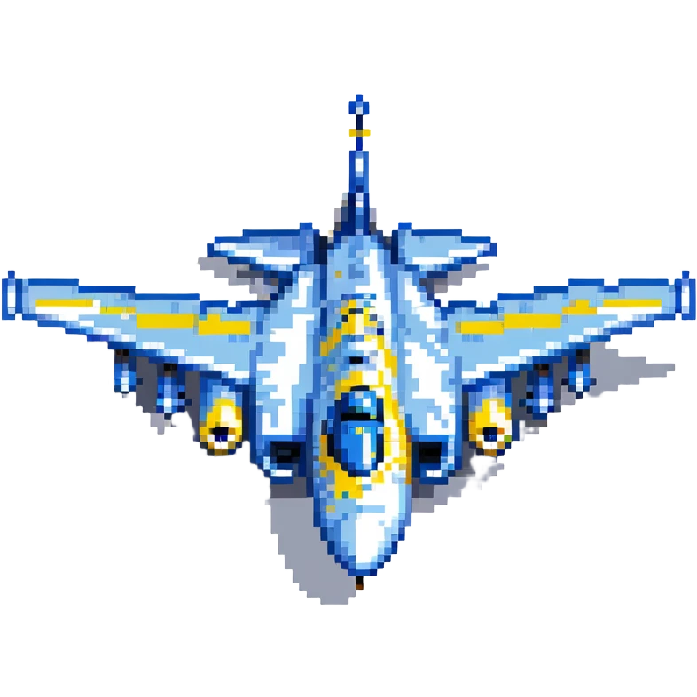 Ukrainian Su-27 fighter jet with blue and yellow national colors, airforce emoji
