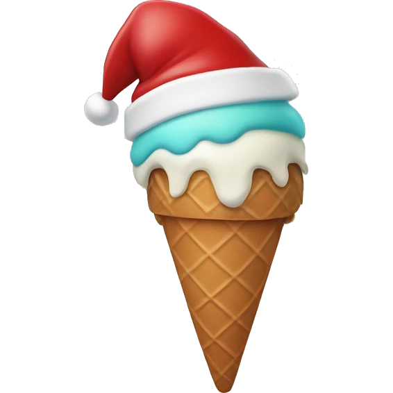 Ice cream cone with a Santa hat in Christmas colors emoji