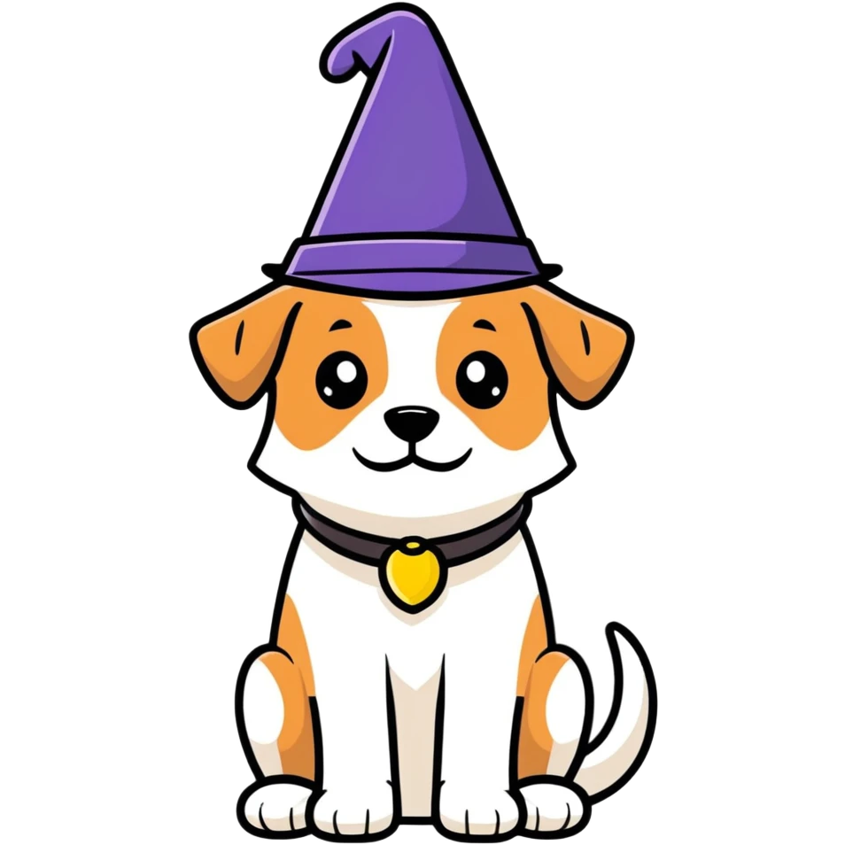Un pero con un sombrero mágico emoji