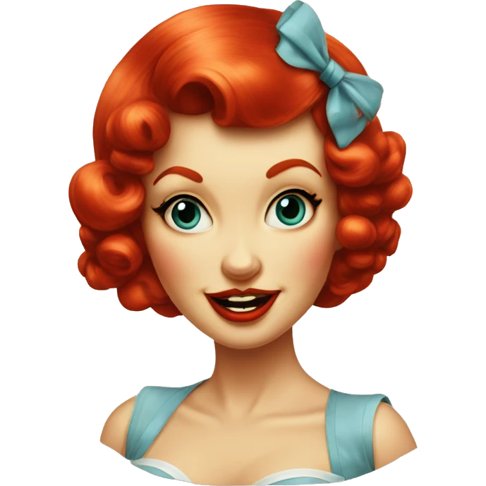 Vintage pin up girl red head emoji