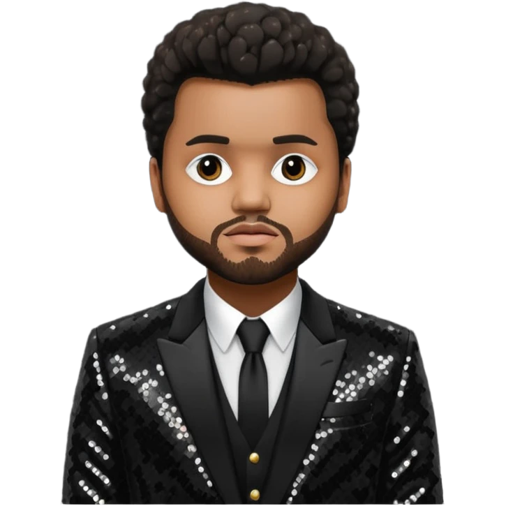 The Weeknd with Dark Brown Hair, Black Sequin Suit  emoji