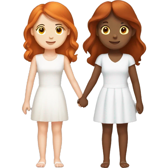 Redhead girl holding hands with brunette girl emoji