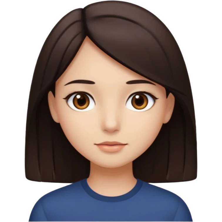 Can you make a girl with dark brown eyes with dark brown hair straight medium hair length emoji