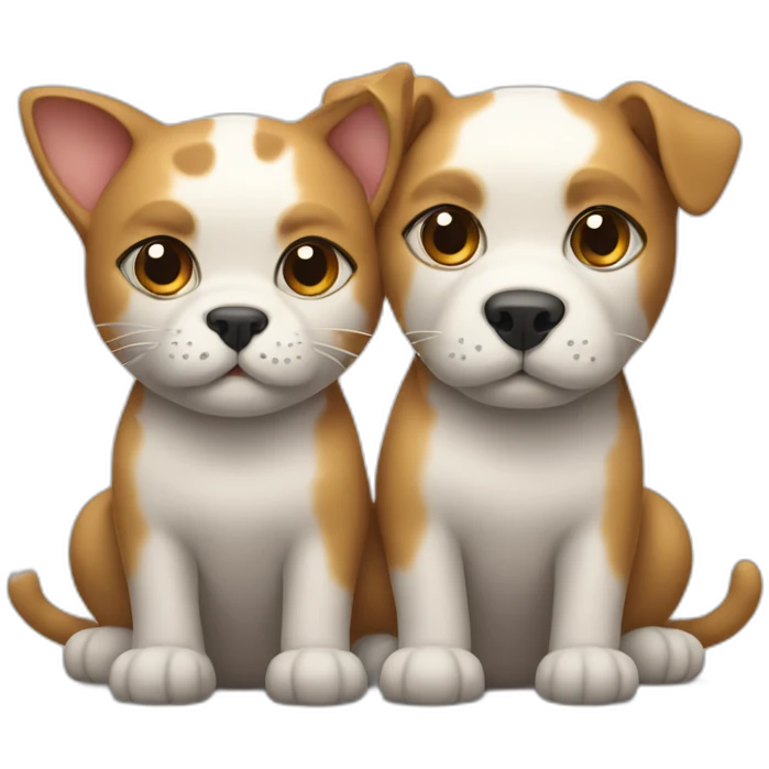 two headed cat and dog in one body emoji