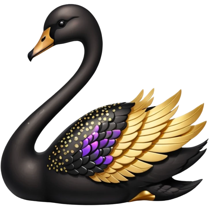 Shining black swan with gold sparkling details  emoji