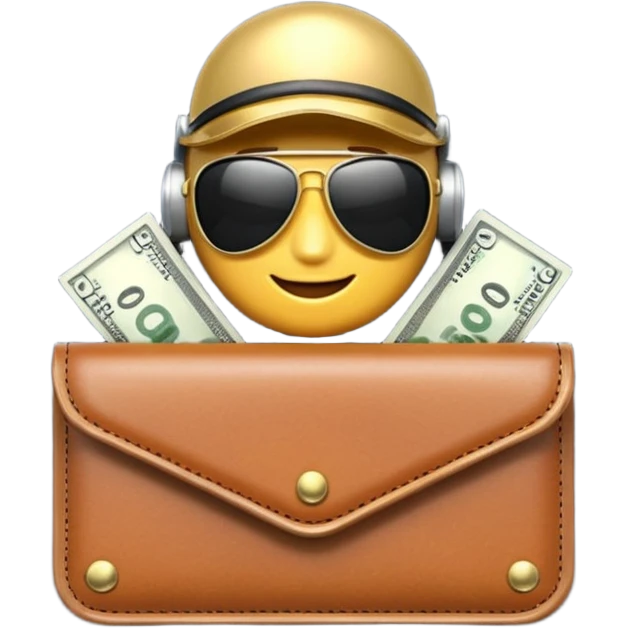Aviator money emoji, wallet full of cash, casino vibe, premium 3D emoji style, clean, no background
 emoji