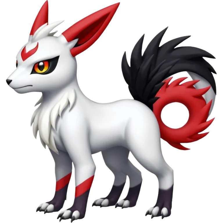 Garurumon-Zangoose-Meloetta-Renamon-Absol-fusion-hybrid-creature (full body) emoji