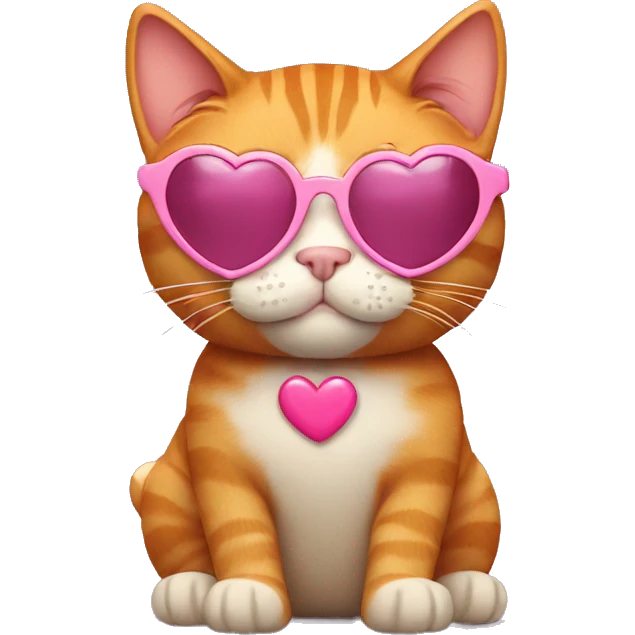 Ginger cat with pink heart sunglasses  emoji
