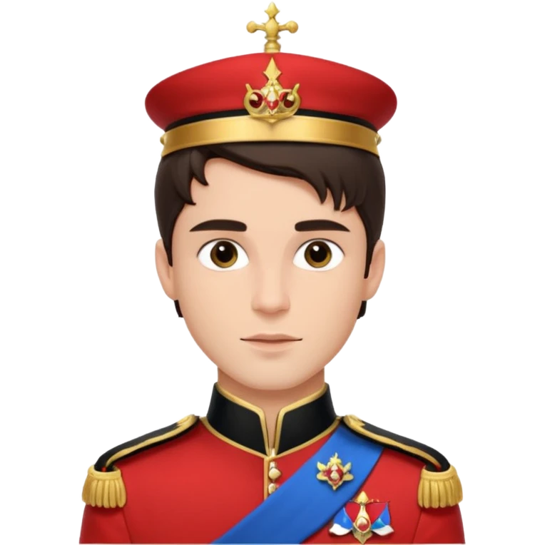 very handsome cool brunette male prince with royal uniform emoji