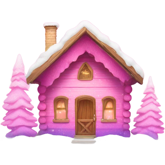 Pink ombre snow cabin with glitter  emoji