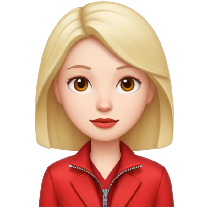 white conservative woman in jacket with red emoji