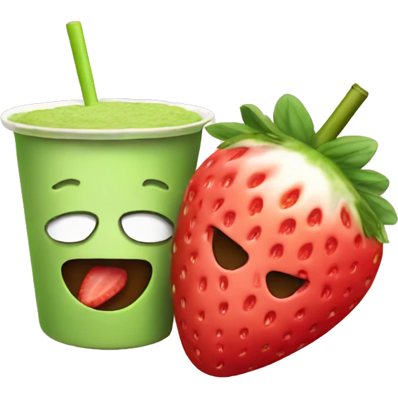 matcha with strawberry emoji