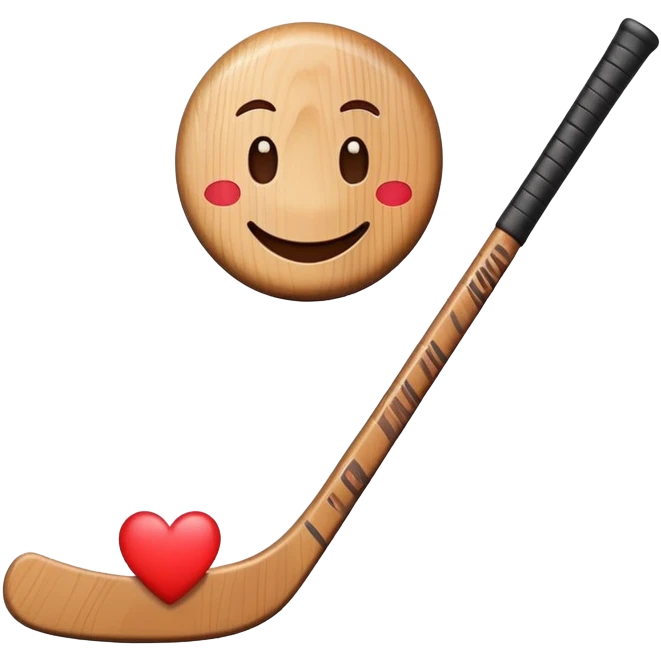 Hockey stick with a smile and heart  emoji