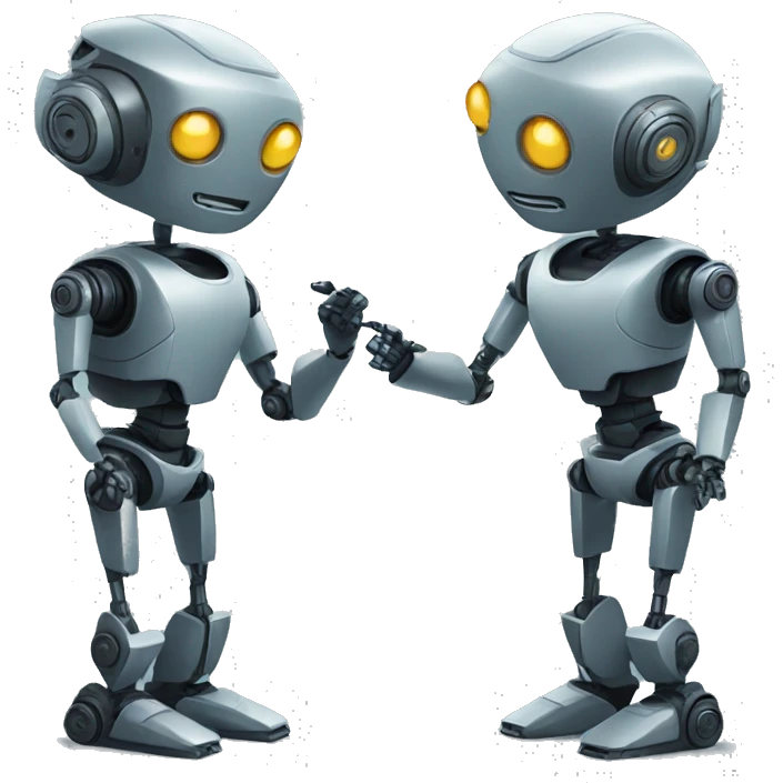 Two robots talking emoji