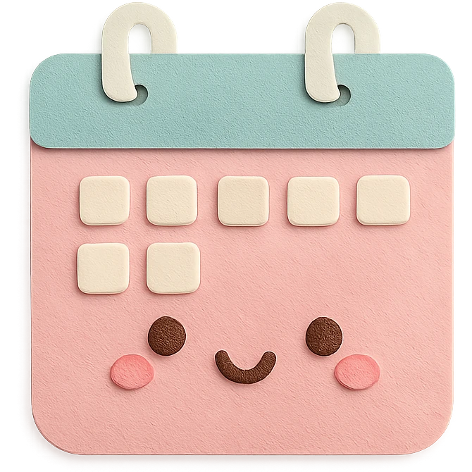 soft pastel kawaii tiny calendar icon for monthly layouts emoji