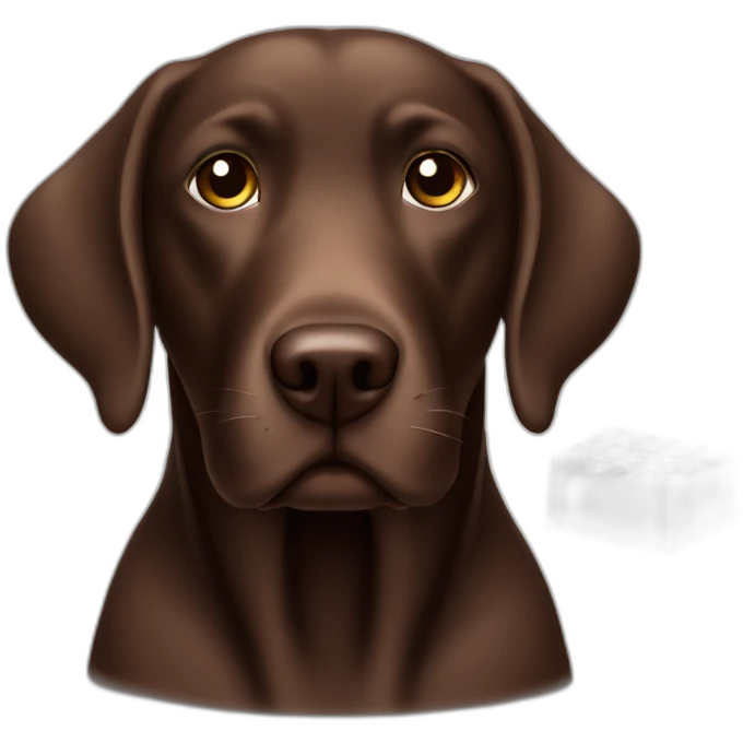 Chocolate labrador working on a computer emoji