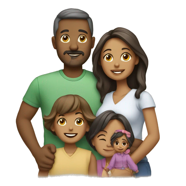 familia con mama,papa,hija e hijo emoji