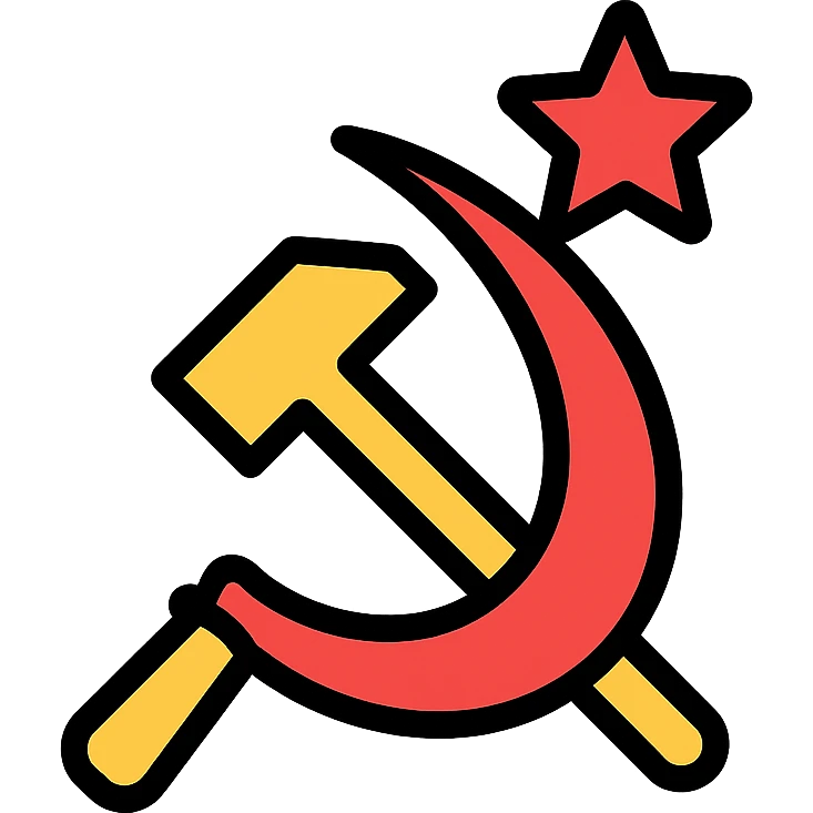communist symbol, flat and clean, lineal color icon with black outlines emoji