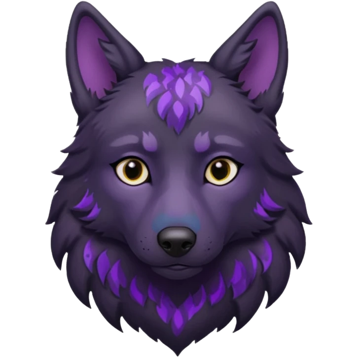 sad black wolf with purple pattern emoji