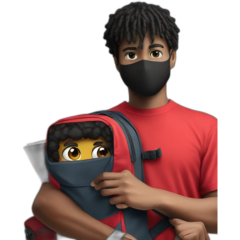 red shirt boy with bag emoji
