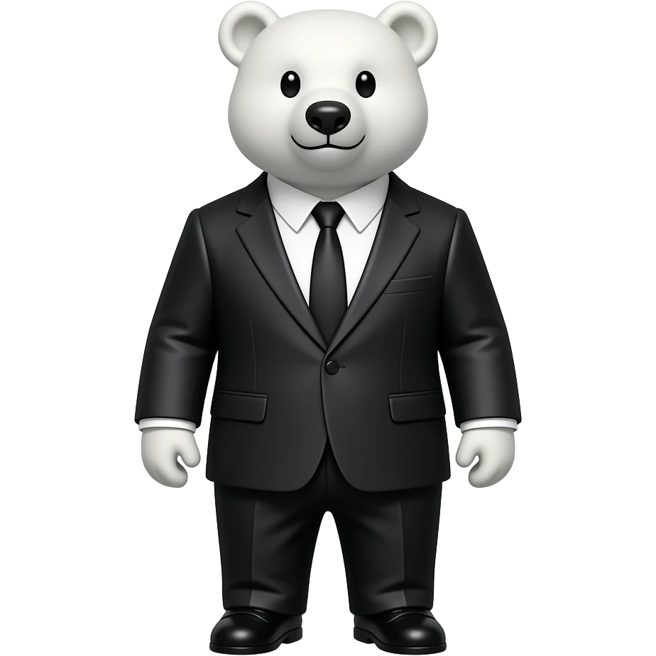 white bear with suit half pose emoji
