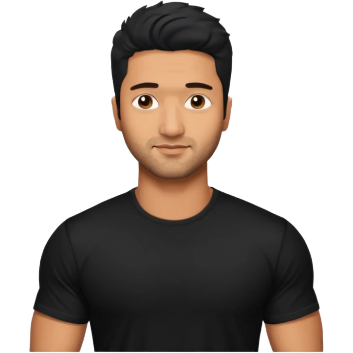 ipretty bratz emoji of vicky kaushal wearing a black tee, muscular emoji