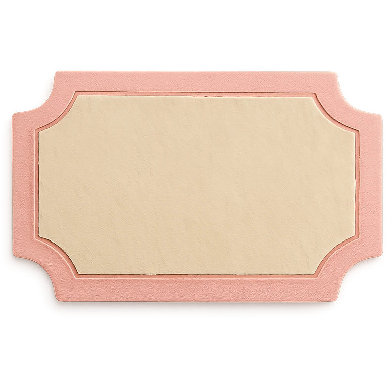 soft pastel vintage ticket shape sticker for journaling with a pink border emoji