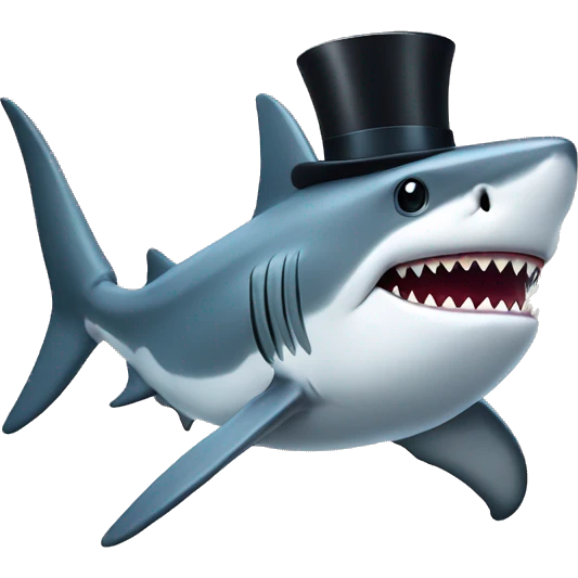 Shark with a top hat emoji