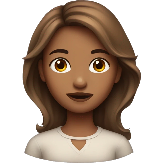 Girl with brown layered hair rolling her eyes emoji