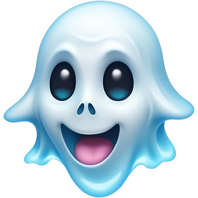 Cinematic Comical Ghost Portrait Emoji, with a dramatically floating translucent form in vibrant, swirling ghostly whites and pale blues, head tilted in an exaggeratedly shocked expression with wide, comically expressive eyes and a quirky, startled mouth, simplified yet hilariously expressive, highly detailed with a soft neon-like glowing outline capturing a meme-worthy ghost bursting with playful energy! emoji