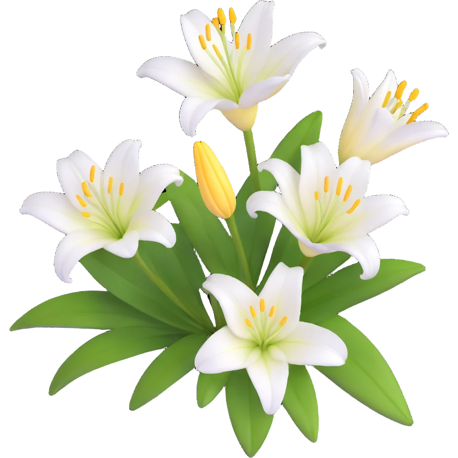 detailed white lily flower with yellow stamen emoji