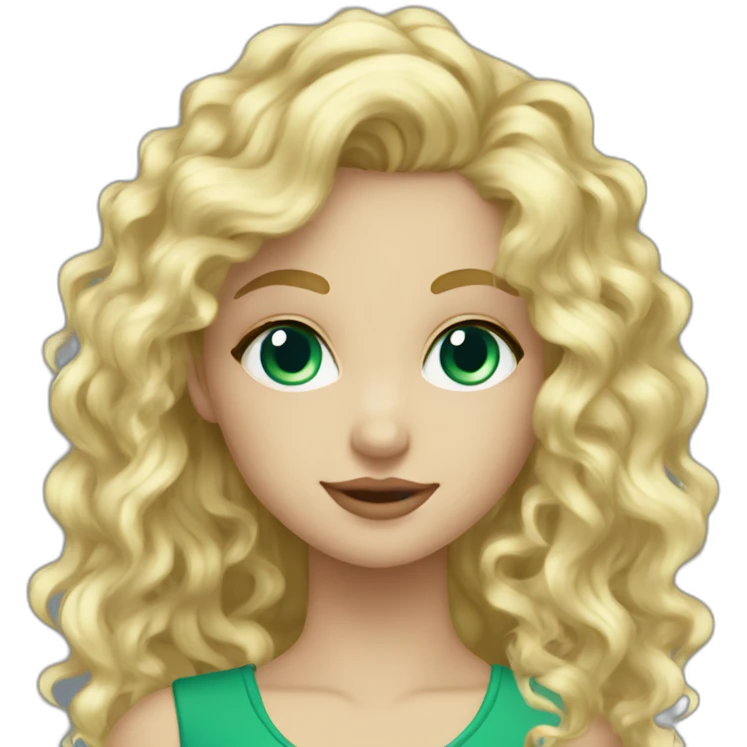 caucasian long curly blonde blue eyes green eyeshadow girl emoji