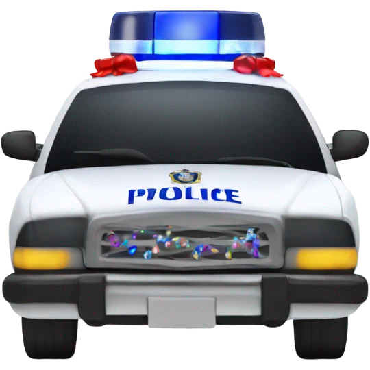 police car with Christmas decorations emoji