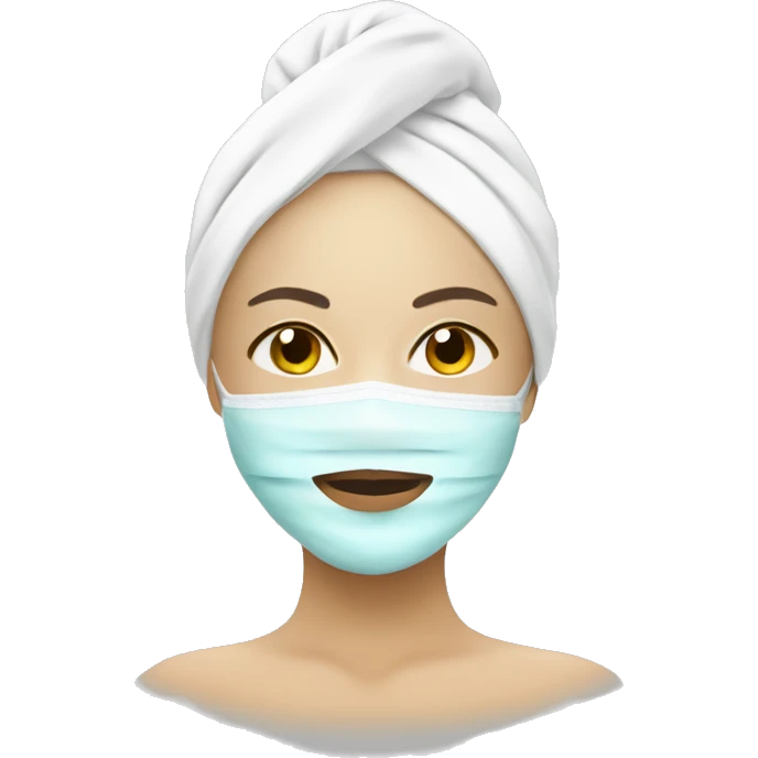 Lady with face mask spa beauty full face relaxing emoji