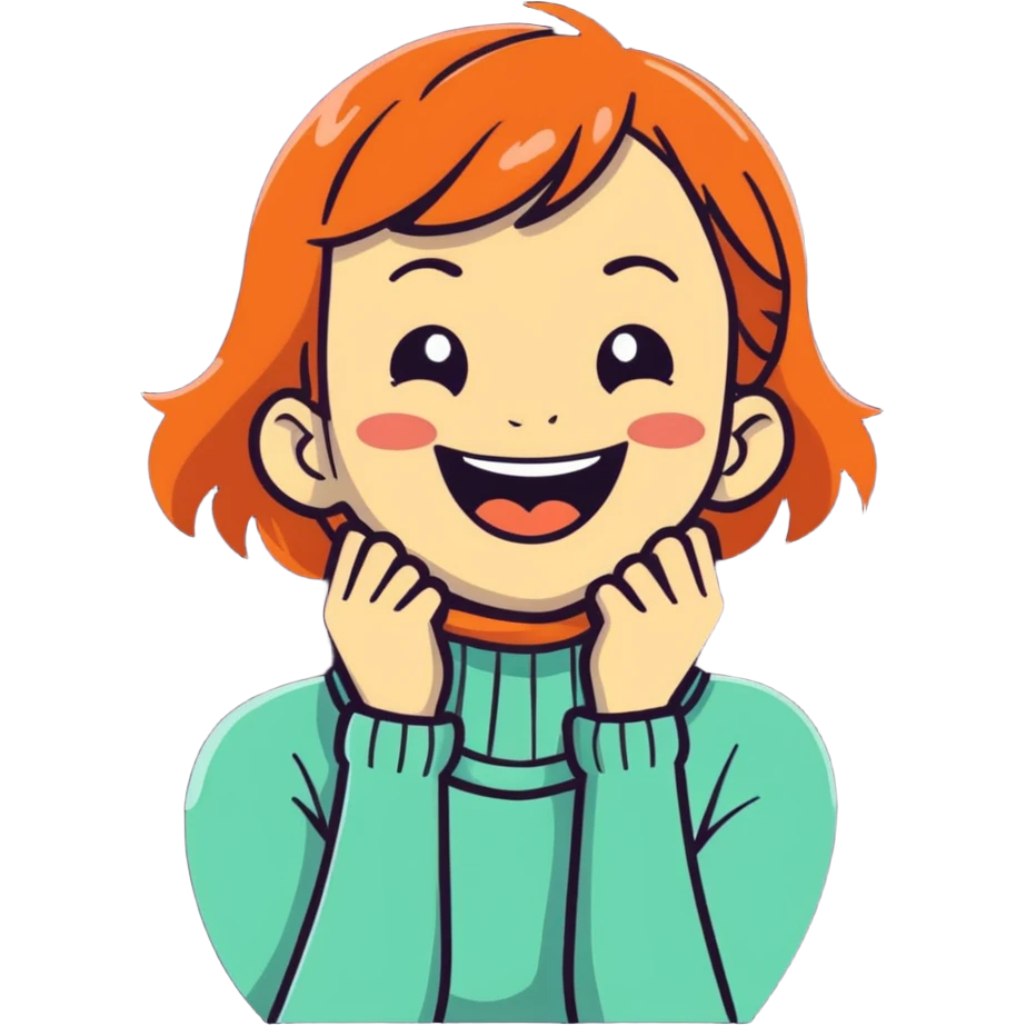 Angry girl, choking her neck, laughing emoji