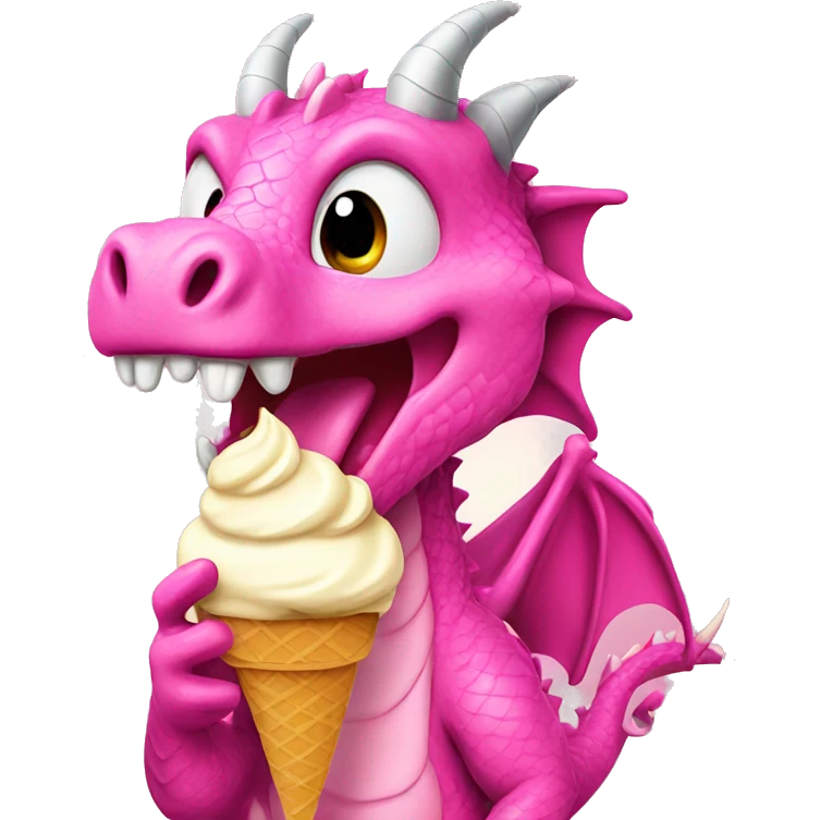 Pink dragon eating ice cream  emoji
