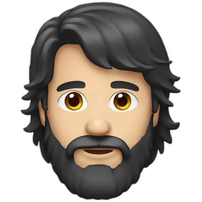 Dark hair mullet and beard emoji