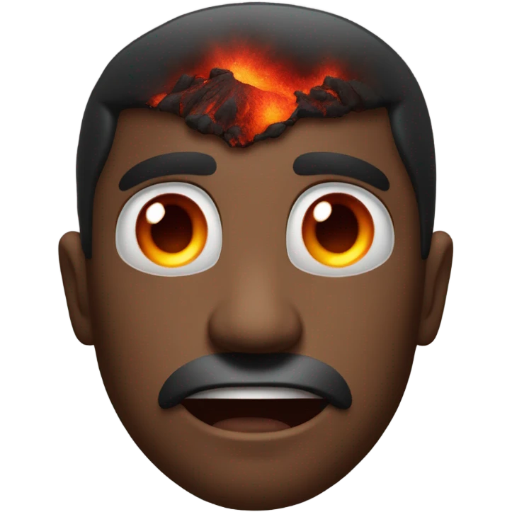 a man exploding like a volcano and dark red lava coming out of his eyes emoji