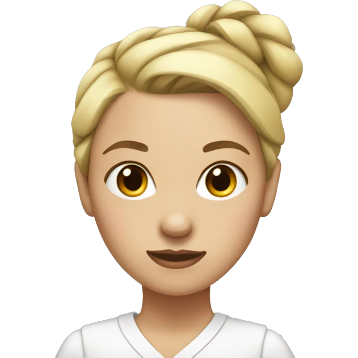 women white with blonde hair tied up in a bun emoji