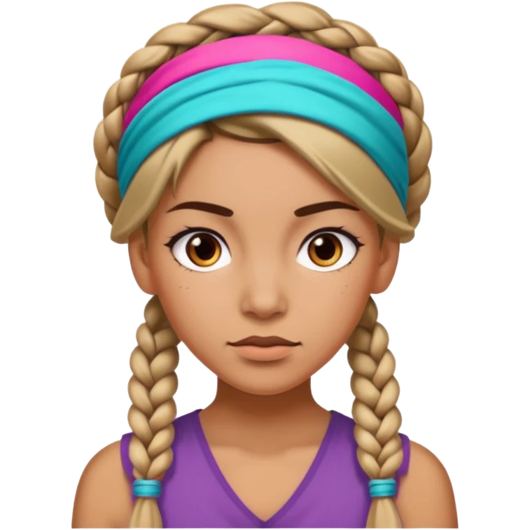 big lose braided woman face wiith big visible braids and headband on head emoji