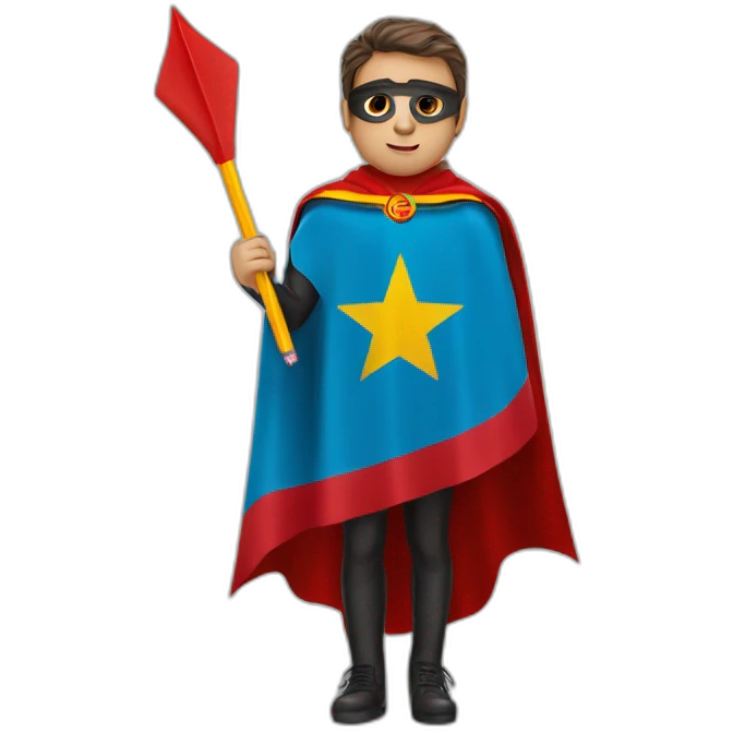 superhero pencil wearing a spain flag as a cape emoji