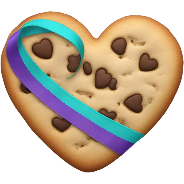 Cookie heart with purple teal awareness ribbon loop emoji