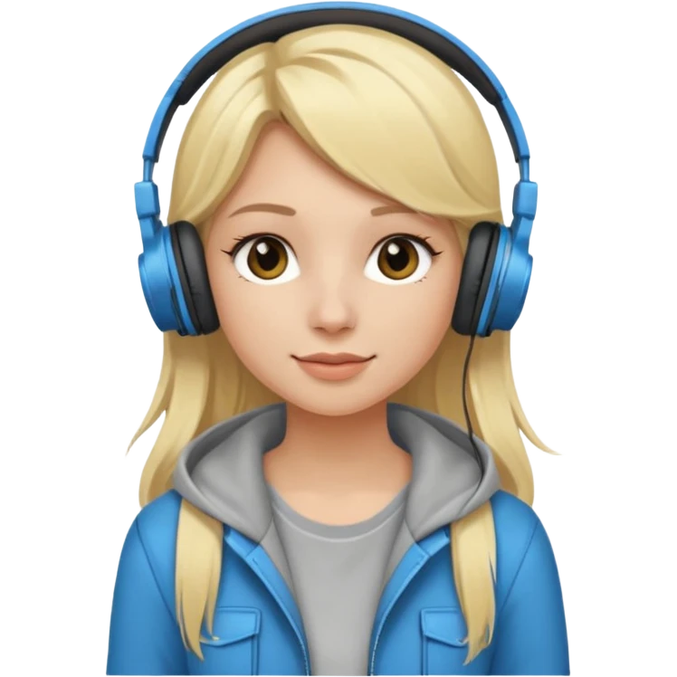 Blonde girl vibing to her music, clothes: city style emoji
