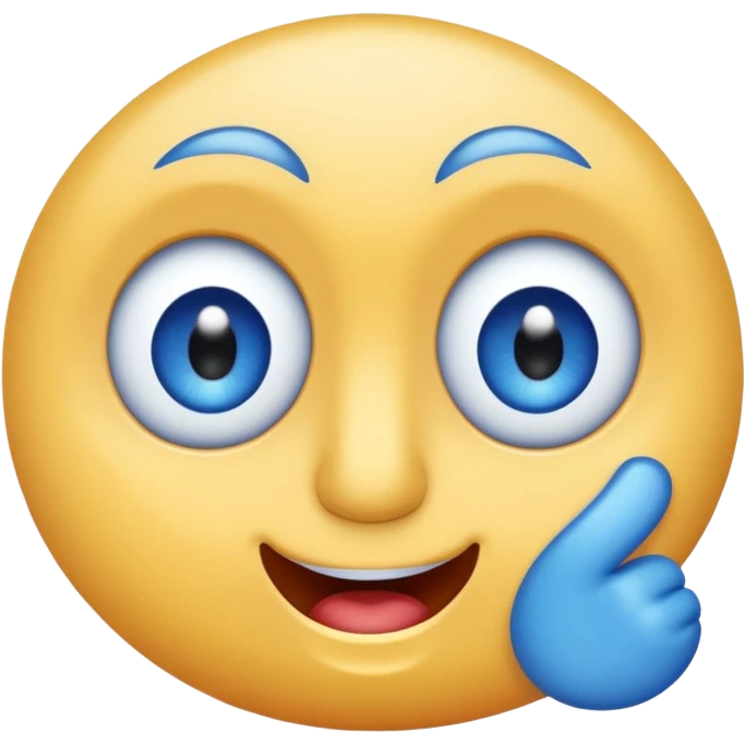 The number four but blue with eyes and a mouth and cartoonish face emoji