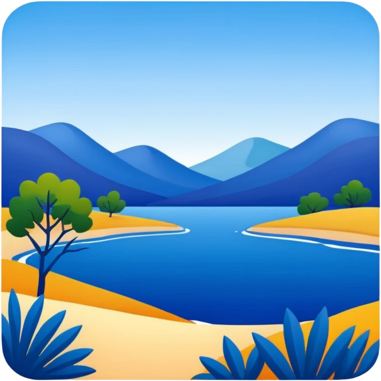 Matisse style BLUE abstract art landscape emoji